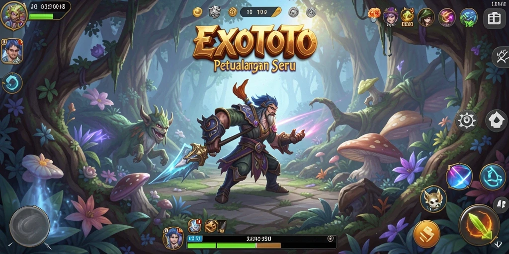 Tampilan gameplay EXOTOTO saat menjelajahi dunia adventur penuh tantangan.