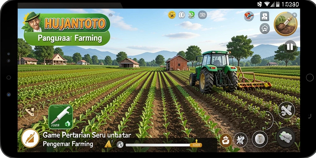 Tampilan gameplay menarik dari HUJANTOTO yang menunjukkan aktivitas bertani.