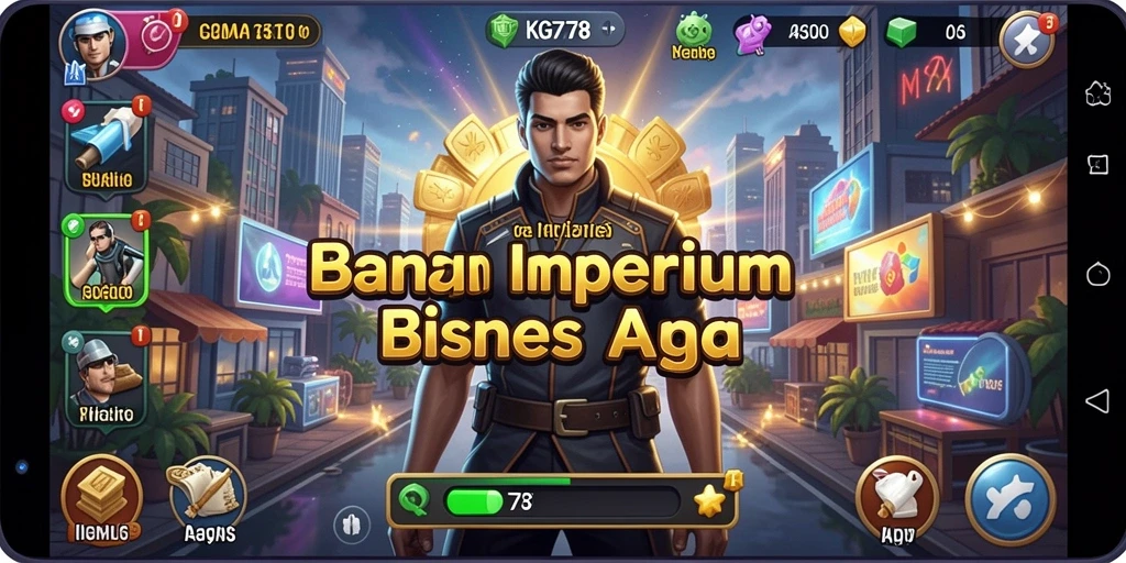 Tangkapan layar utama KG778 menunjukkan aksi membangun bisnis dengan gameplay yang menarik.