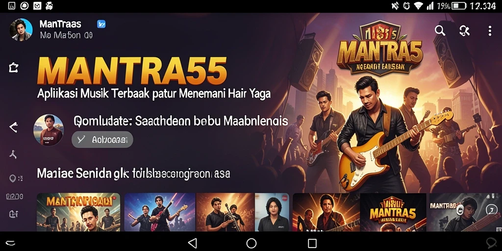 Tampilan layar utama MANTRA55, menampilkan daftar lagu dan fitur karaoke.