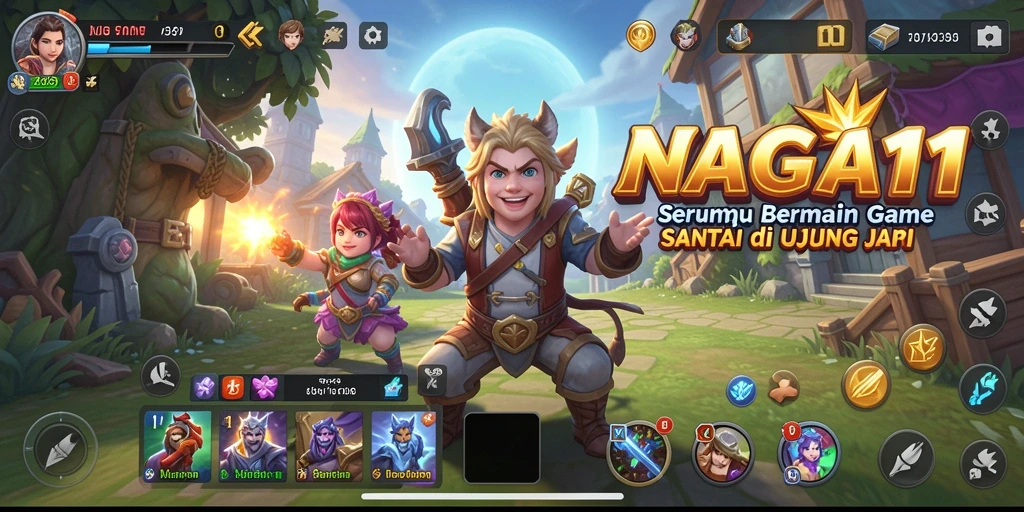 Screenshot utama NAGA11 menampilkan variasi gameplay yang menyenangkan dan penuh warna.
