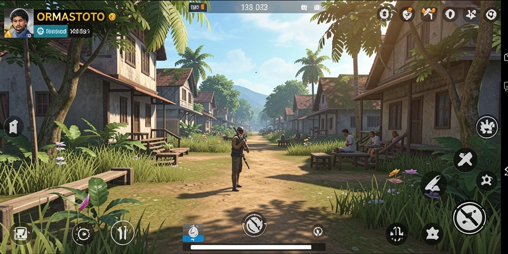 Tampilan gameplay ORMASTOTO dalam suasana simulasi kehidupan.